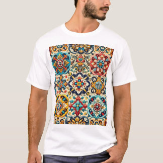 Vintage Colorful Tiles Pattern T-Shirt
