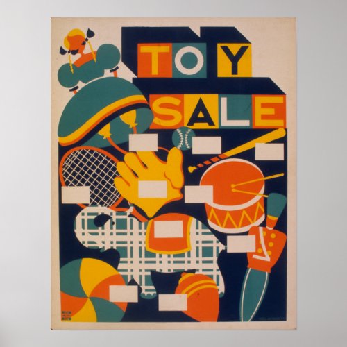 Vintage Colorful Toy Sale Poster