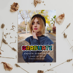 Vintage colorful typography Graduation photo Announcement