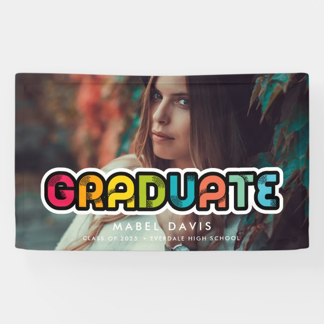 Vintage colorful typography Photo Graduate Banner (Horizontal)