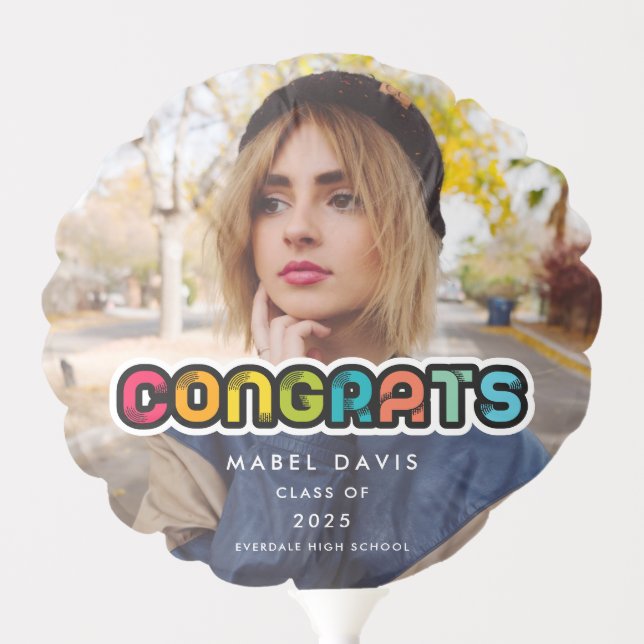 Vintage colorful typography Photo graduation Balloon (Front)