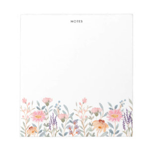 Vintage Colorful Watercolor Spring Blooms Floral Notepad