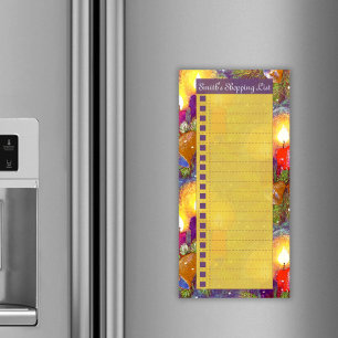 Vintage Colorful Whimsical Christmas Shopping List Magnetic Notepad