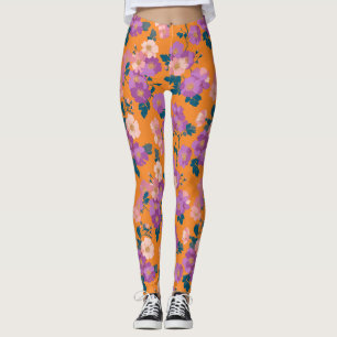 Vintage Colorful Wild Roses Pattern Leggings