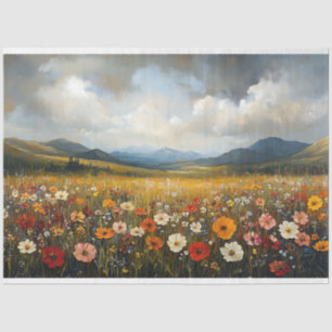 Vintage Colorful Wildflower Field Decoupage Tissue Paper