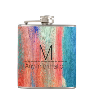 Vintage Colorful Wood Grain Modern Abstract Art Hip Flask