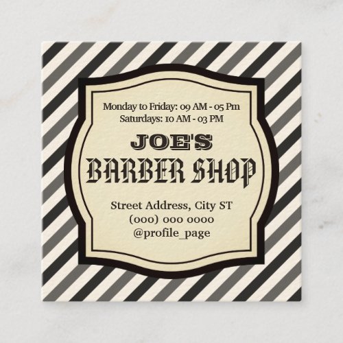 Vintage colorless style barbers loyalty square business card