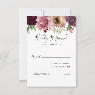 Vintage Colors Elegant Dusty Rose Wedding RSVP Card
