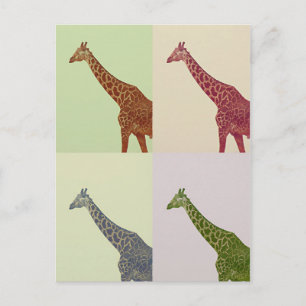 Vintage Colors Giraffes Postcard
