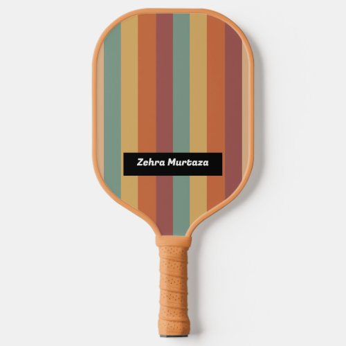  Vintage Colors Strips Retro Personalized Name Pickleball Paddle