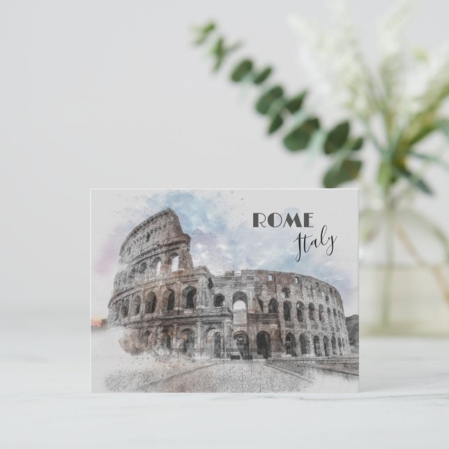 Vintage Colosseum Postcard – Rome Travel Art (Standing Front)