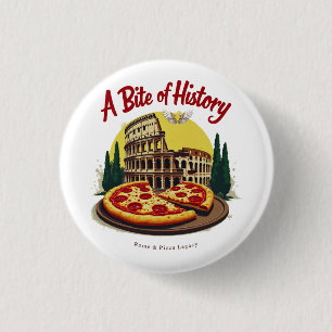 Vintage Colosseum Rome & Neapolitan Pizza Art Button