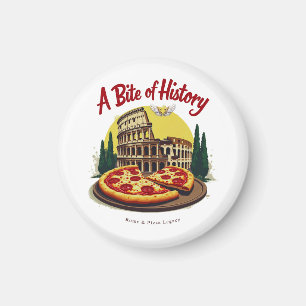 Vintage Colosseum Rome & Neapolitan Pizza Art Magnet
