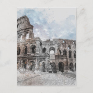 Vintage Colosseum Rome Postcard – Travel Art