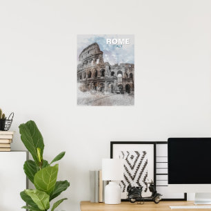 Vintage Colosseum Rome – Retro Italian Travel Wall Poster