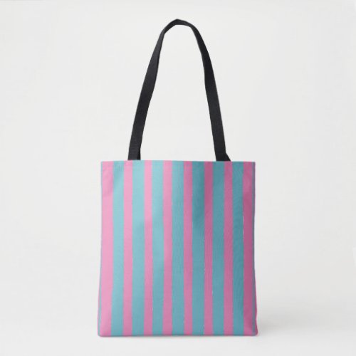 Vintage Colour Blue Teal Pink Stripe Tote Bag