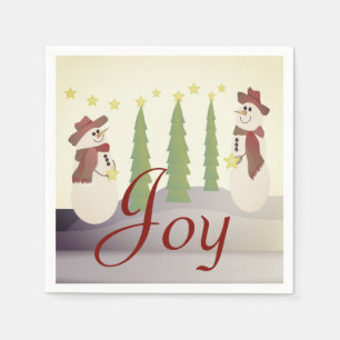 Vintage Colour Snowman Napkins