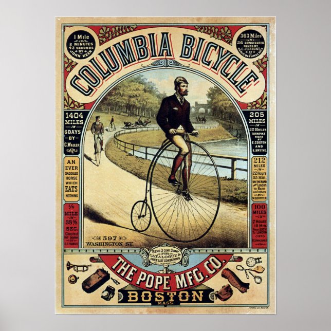 Vintage Columbia Bicycles Advertisement Poster (Front)