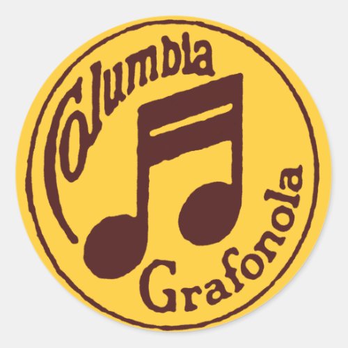 Vintage Columbia Grafonola Music Note Classic Round Sticker