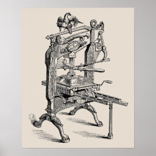 Vintage Columbian letterpress hand press poster