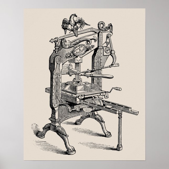 Vintage Columbian letterpress hand press poster (Front)