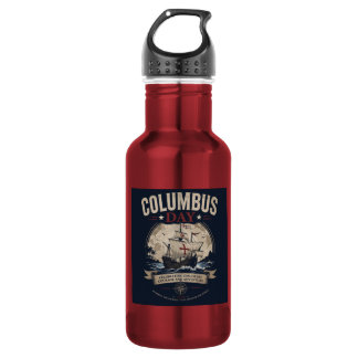 Vintage Columbus Day 1492 Sailing Ship Stainless Steel Water Bottle