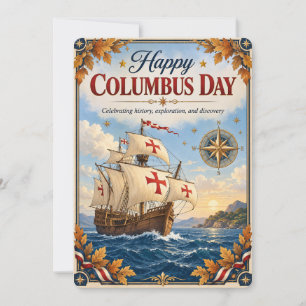 Vintage Columbus Day Exploration & Discovery 5x7 Holiday Card