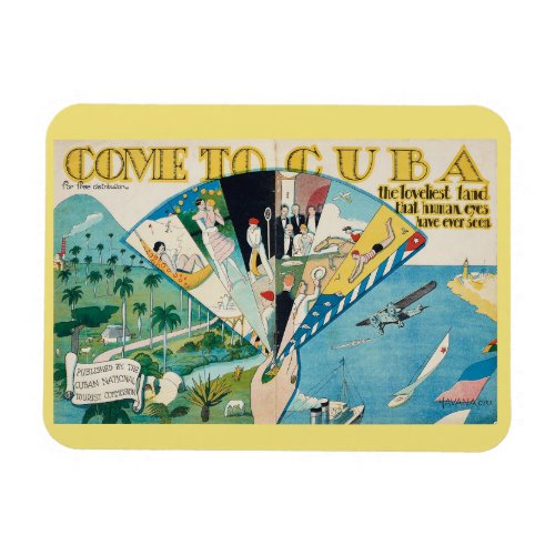 Vintage Come to Cuba travel poster magnet