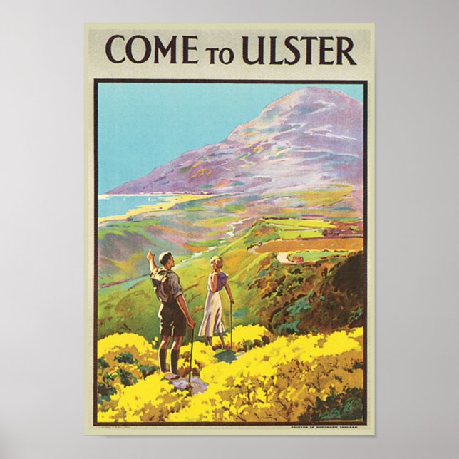 Vintage Come to Ulster British Isles Travel Poster (Front)