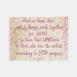 Vintage Comfort: All Things work Together Verse Fleece Blanket