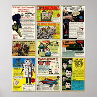 Vintage Comic Ads Poster