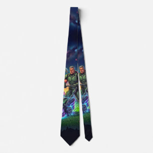 Vintage Comic Astronaut Cosmic Mowing Sci-fi Neck Tie