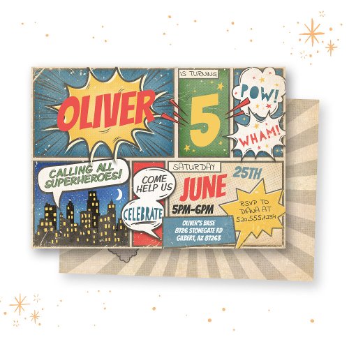 Vintage Comic book Birthday Invitation