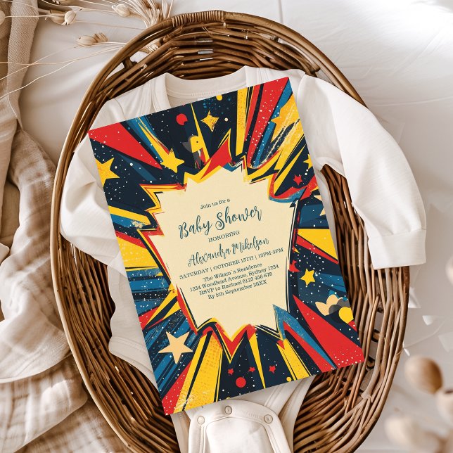 Vintage Comic Book Boy Baby Shower Invitation (Creator Uploaded)