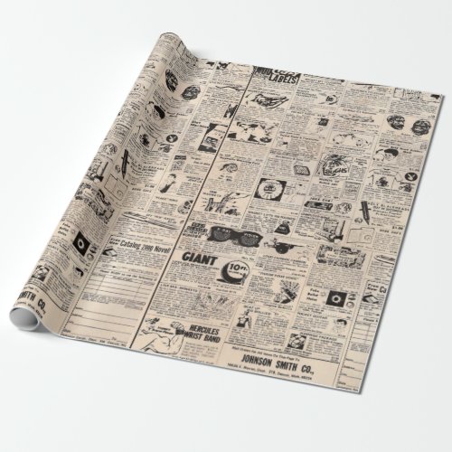 Vintage Comic Book Classified Ads Wrapping Paper