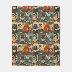 Vintage comic book heroes in retro colors fleece blanket