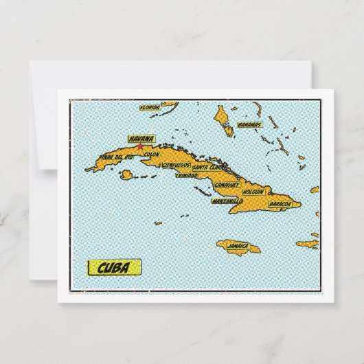 Vintage Comic Book Map Of Cuba (Front)