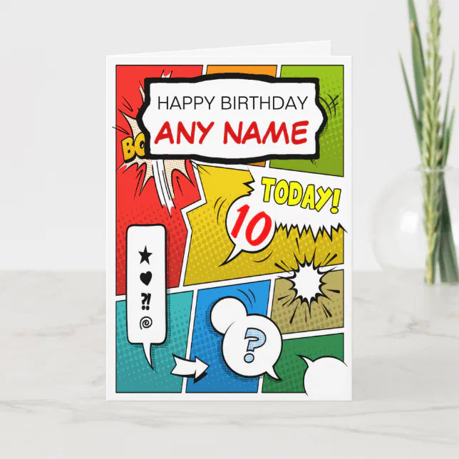 Vintage Comic Book Personalized Birthday Card | Zazzle
