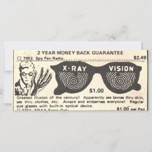 Vintage Comic Book X_Ray Specs Note Card