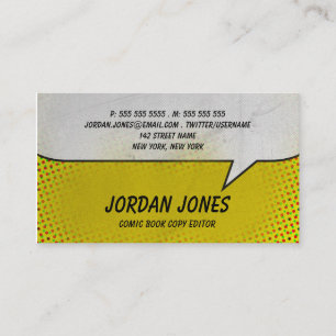 Vintage Comic Book Yellow Halftone Business Card