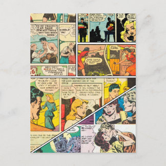 Vintage Comic Layout Boxing Journalist Romance  Announcement Postcard