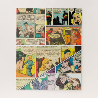 Vintage Comic Layout Boxing Journalist Romance Jigsaw Puzzle
