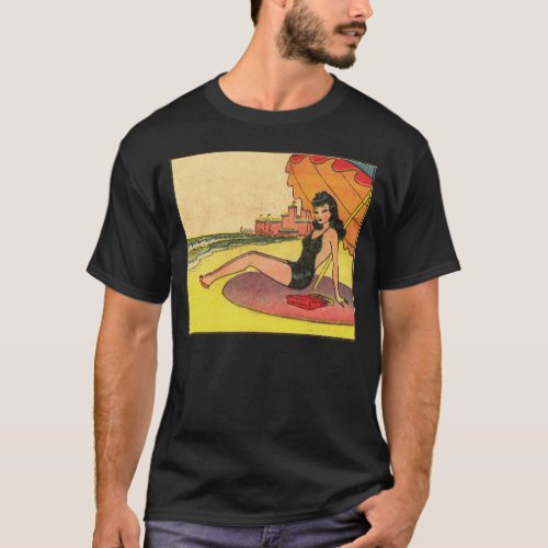 Vintage Comic Pin_Up Coney Island Girl T_Shirt