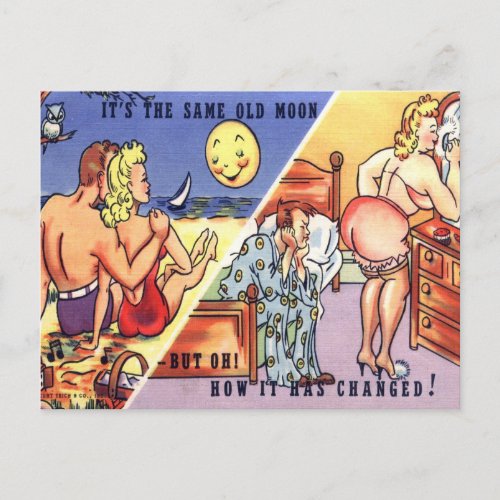 Vintage Comic Postcard Same Old Moon