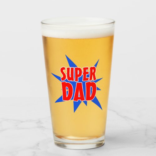 Vintage Comic Super Dad Fathers Day Glass