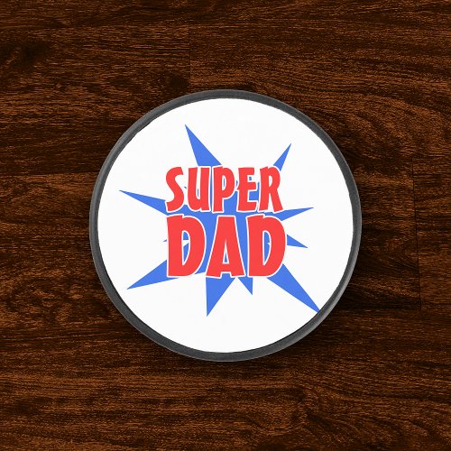 Vintage Comic Super Dad Fathers Day Hockey Puck
