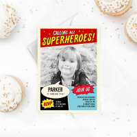 Vintage Comic Superhero Birthday Party Invitation