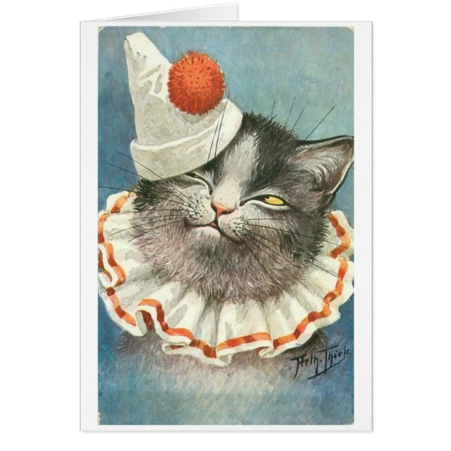 Vintage Comical Clown Cat, Cards (Front)