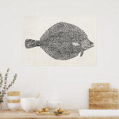 Vintage Common Dab Flounder Fish - Template Poster | Zazzle