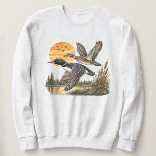 Vintage Common Loon Pair Flying Lake Wildlife Bird Sweatshirt